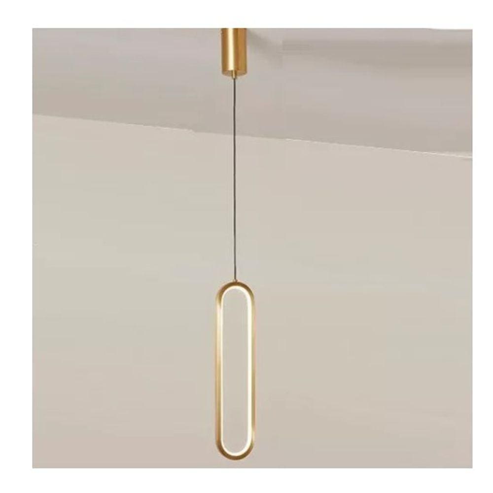 Luminaria Pendente Led Slim Oval Cor Ouro Velho Lustre Pendente Moderno Pendente Moderno Luminária