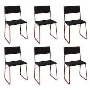 Kit 6 Cadeiras De Jantar Estofadas Angra - Cobre E Preta - Preto