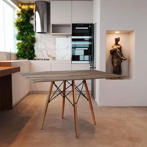 Mesa De Jantar Eiffel Retangular Tampo De Madeira 120X75Cm Preto - Branco