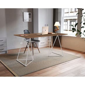 Escrivaninha Mesa Bela Vista Branco E Tampo Imbuia - Branco