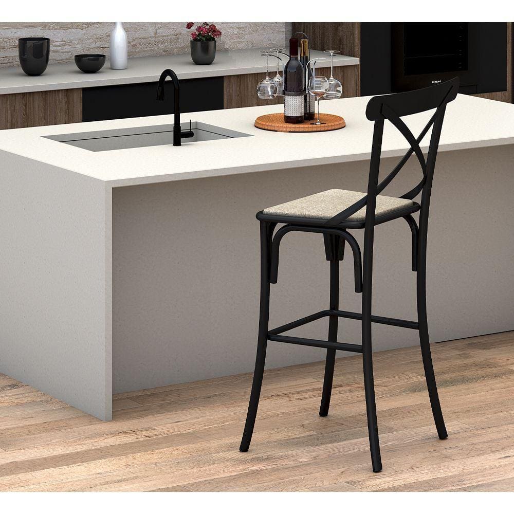 Banqueta Katrina Em Aço Preta - Preto