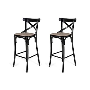 Kit 2 Banquetas Katrina Em Aço Preto - Branco