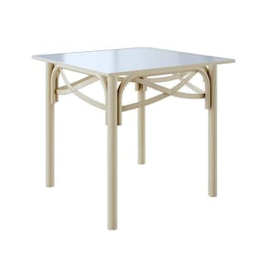 Mesa De Jantar Katrina Off White Quadrada Tampo De Madeira 90 Cm New Green - Branco