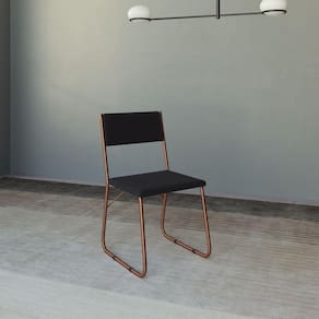 Cadeira De Jantar Estofada Angra - Cobre E Preta - Preto