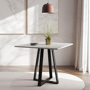 Mesa De Jantar Mônaco 90Cm Branca Base Preta - Branco