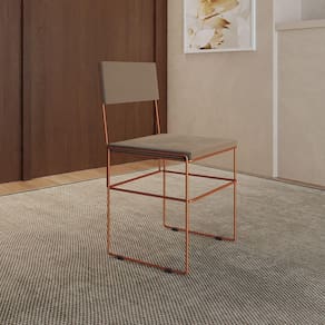 Cadeira De Jantar Estofada Veludo Bege Base Cobre Vitoria - Bege