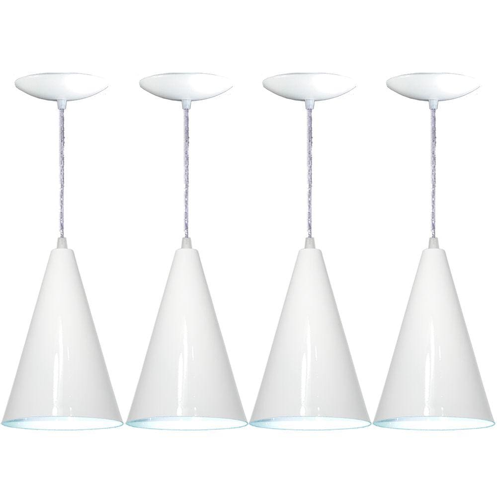 Kit 04 Lustres Pendente Balcão Cozinha Americana - Branco