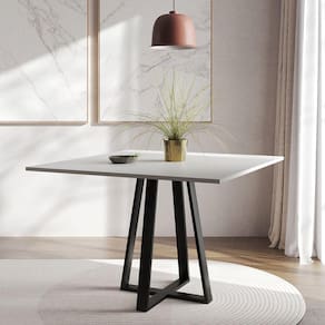 Mesa De Jantar Mônaco 110Cm Tampo Branco Pés Preto - Branco