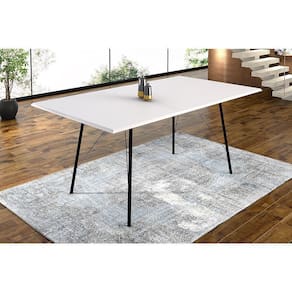 Mesa Sala De Jantar Paraty Preto 140X80Cm Tampo Branco - Branco