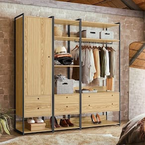Guarda Roupa Closet Modulado Industrial Solteiro Olivar 197cm - Pinus - Cor: Marrom
