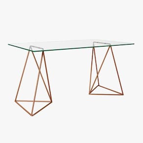 Mesa De Escritório Cavalete Bela Vista Cobre E Vidro New Green - Preto