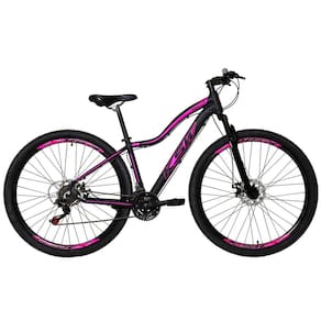 Bicicleta Feminina Aro 29 Ksw Mwza Alumínio 27v K7 Freio a Disco Mecânico Garfo com Suspensão - Preto/Rosa