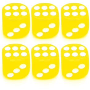 Kit 6 Dados Amarelo 6 Lados 14mm Orixás Umbanda Erês