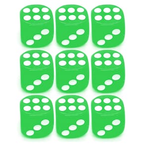 Kit 9 Dados Verde 6 Lados 14mm Orixás Umbanda Ogum