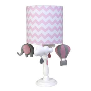 Abajur Madeira Elefante Balão Rosa Quarto Bebê Infantil