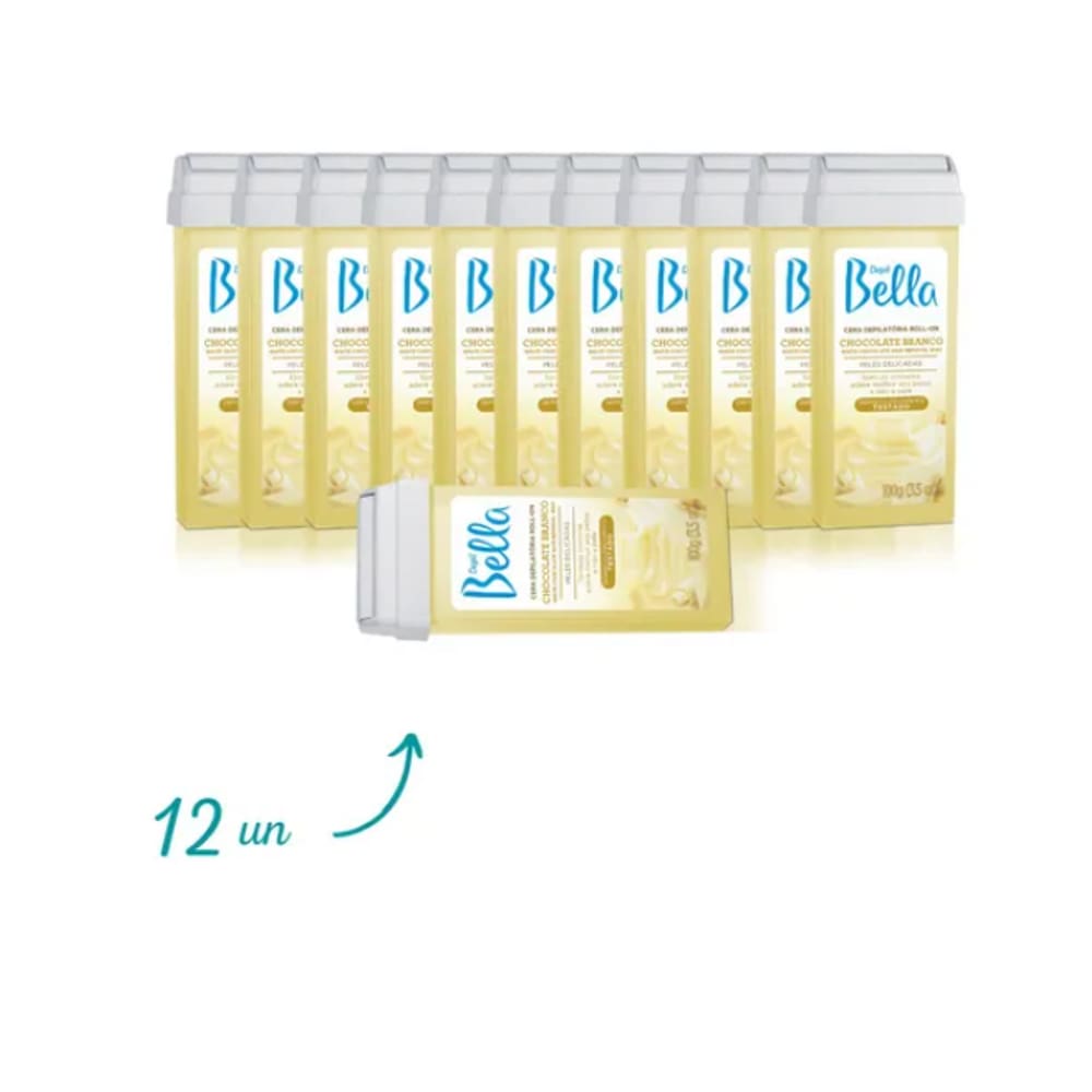 Cera Quente Para Depilação Rollon Chocolate 100g Depil Bella kit com 12 unidades