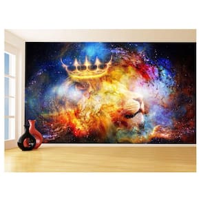 Papel De Parede 3D Animais Leão Rosto Estrelas 3,5M Anm452