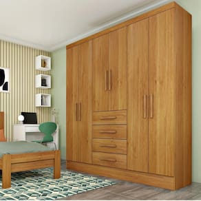 Guarda Roupa Casal 6 Portas 4 Gavetas Arizona Cinamomo
