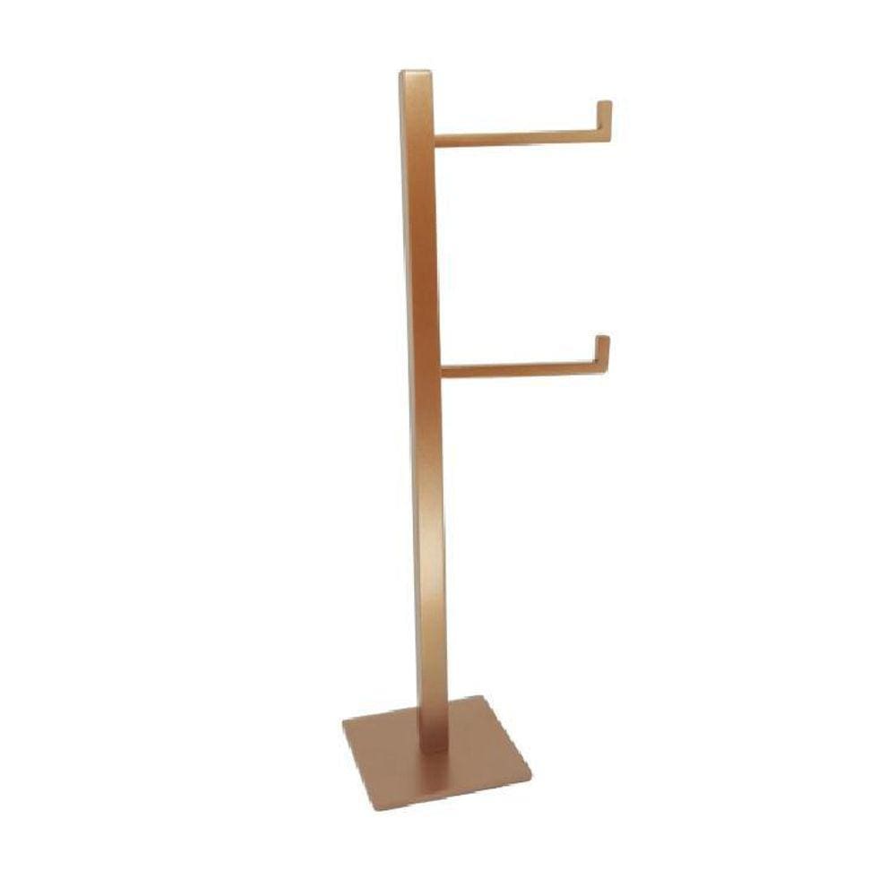 Papeleira Quadrada De Chão Rose Cobre Com Reserva Inox 304