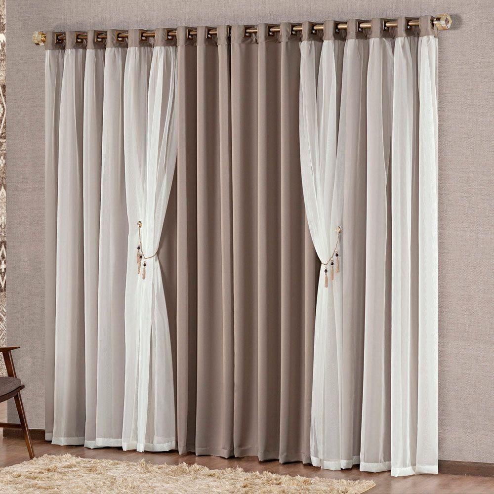 Cortina para Janela 2,00m x 1,70m Mabelle Semi Blackout Bege