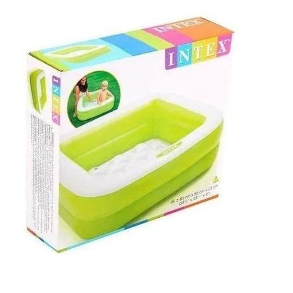 Piscina Infantil Inflável Quadrada - Verde E Branca - 57 L