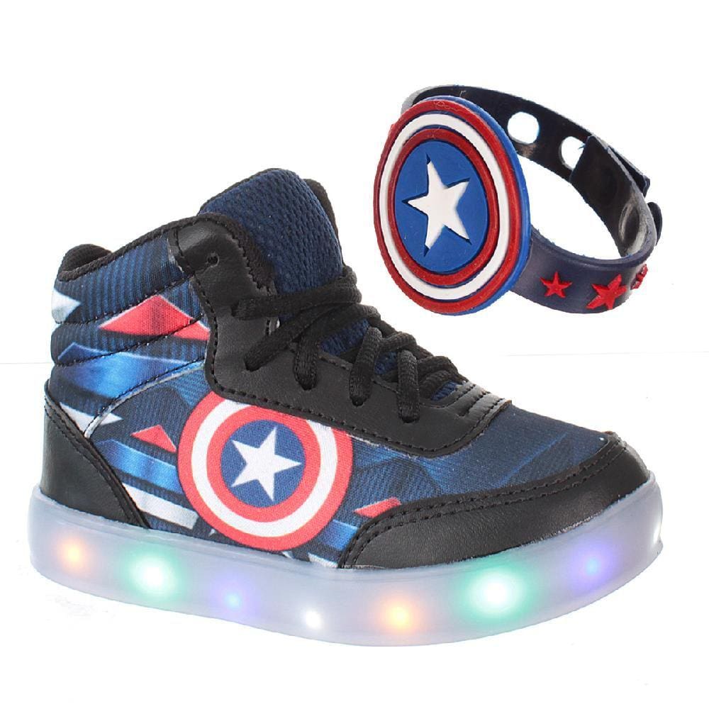 Tenis Botinha Capitão Infantil Masculino luz De Led Com Pulseira