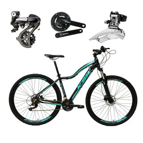 Bicicleta Aro 29 Ksw Mwza Feminina Câmbios Shimano Altus 24v K7 Alumínio Freios Hidráulicos Garfo Com Trava - Preto/Azul