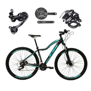 Bicicleta Aro 29 Ksw Mwza Feminina Alumínio Câmbio Traseiro Shimano Deore e Altus 27v Freio Hidráulico Garfo Com Trava - Preto/Azul