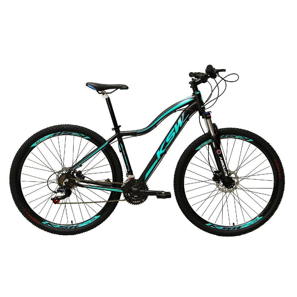 Bicicleta Feminina Aro 29 Ksw Mwza Alumínio 24v Câmbios Shimano Garfo com Trava no Ombro - Preto/Azul