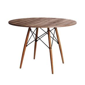 Mesa Dkr Eiffel Redondo Tampo De Madeira 110Cm Amêndoa - Marrom