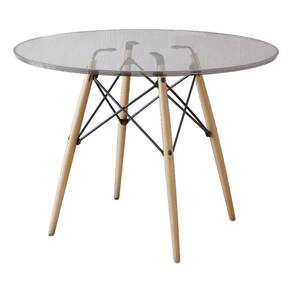 Mesa Dkr Eiffel Redondo Tampo De Vidro 110Cm - Branco