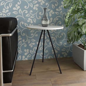 Mesa Lateral Gabriela Wood Branco E Preto - Branca