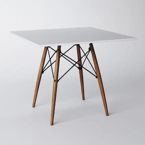 Mesa Eiffel Wood Tampo Quadrado De Madeira 90 Cm Branco New Green - Branco