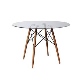 Mesa Eames Eiffel Redondo Tampo De Vidro 110Cm - Branco