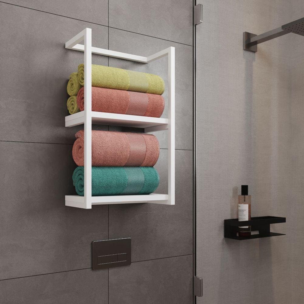 Toalheiro Para Banheiro Estilo Industrial Sahy - Branco - Preto