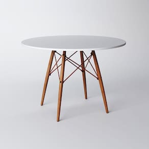 Mesa Eiffel Wood Cobre Tampo De Madeira 90 Cm Branco New Green - Branco