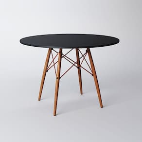 Mesa Eiffel Wood Cobre Tampo De Madeira 90 Cm Preto - Preto