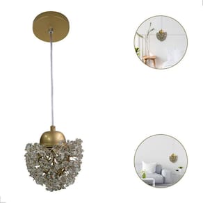 Lustre Pendente Estela Dourado Cristal Dente De Leão Ninho