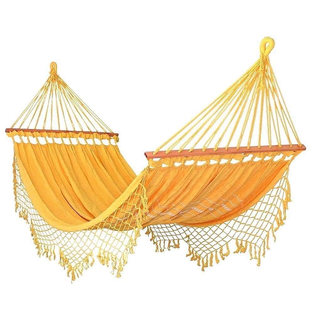 Rede De Dormir Descanso Amarela Com madeira