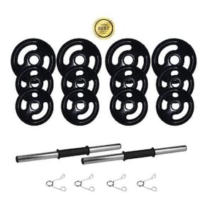 Kit 28Kg Anilha/ Halteres Emborrachado Premium + Barra Oca