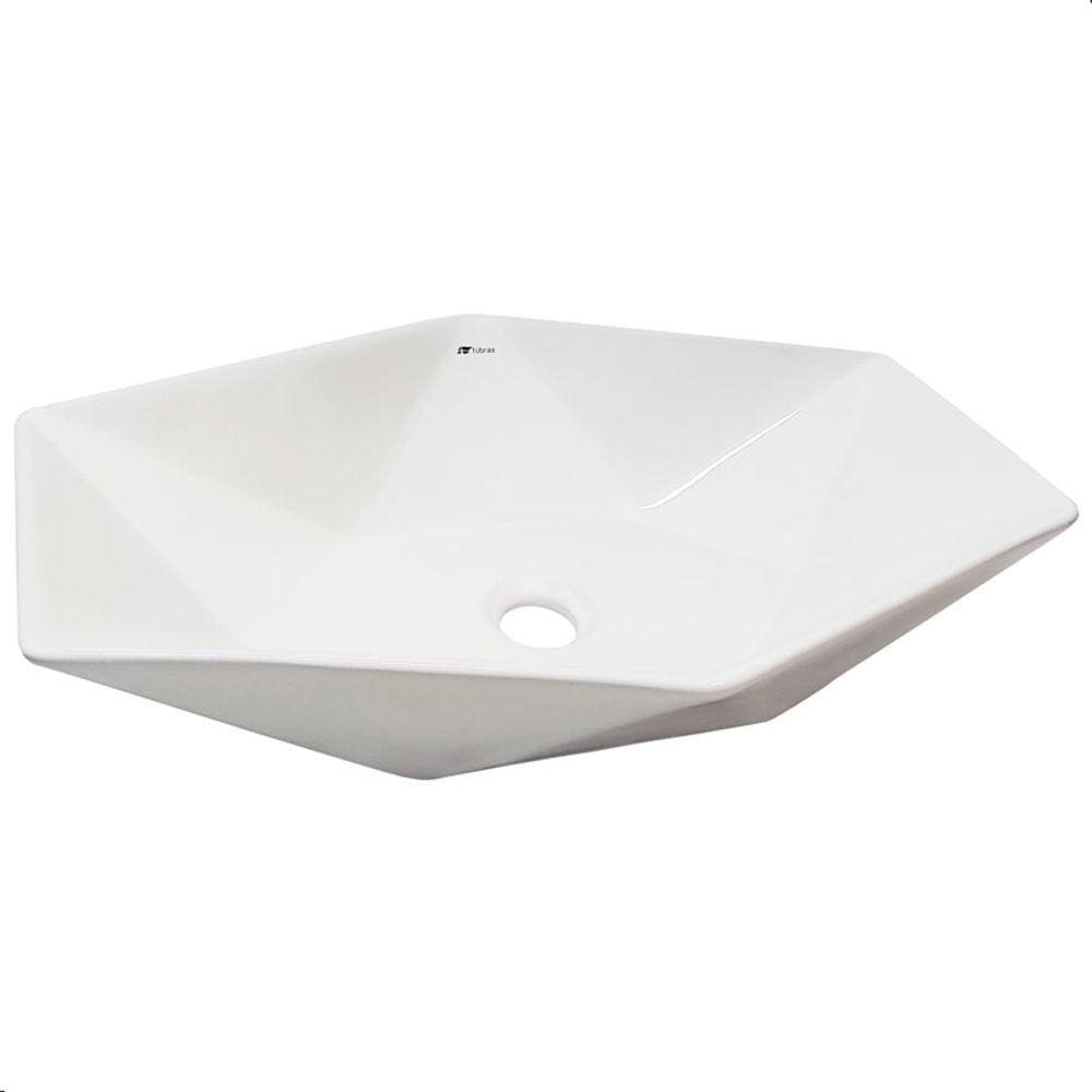 CUBA PIA CERAMICA PORCELANA BANHEIRO LAVABO DE APOIO DIAMANTE BRANCA 63x41 TUBRAX - BAB0021