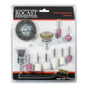 Jogo Mini Escova De Aço Circular Com 12 Pontas Montadas