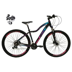 Bicicleta Aro 29 Ksw Mwza 24v Câmbio Shimano Acera K7 Garfo Trava Freio a Disco - Preto/Pink/Azul
