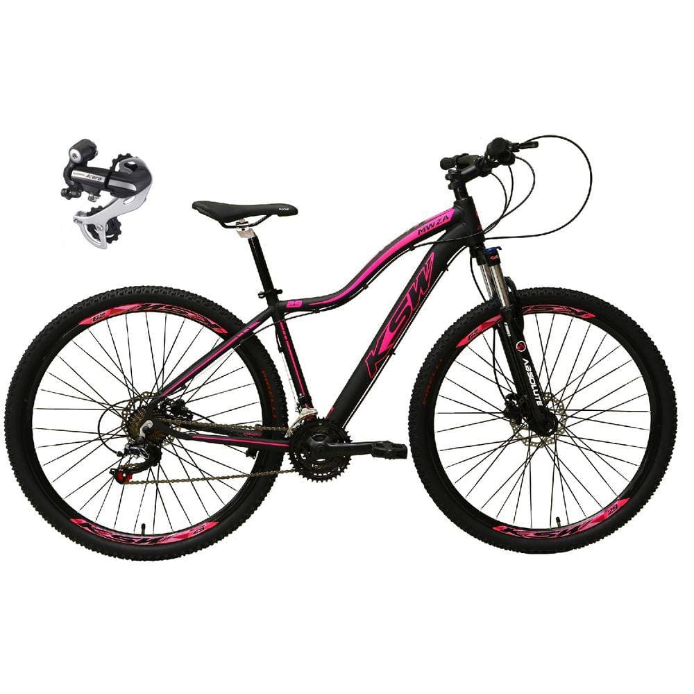 Bicicleta Aro 29 Ksw Mwza 24v Câmbio Shimano Acera K7 Garfo Trava Freio a Disco - Preto/Rosa