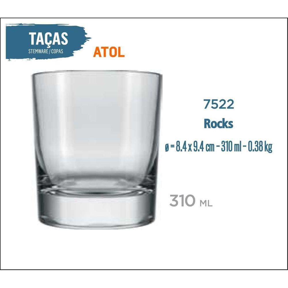 12 Copos Atol 310Ml - Whisky
