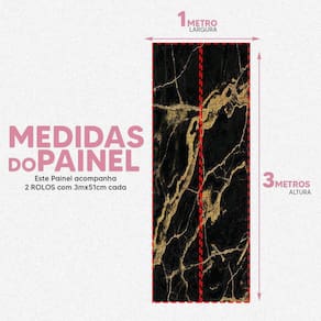 Papel De Parede Painel 3D Mármore Preto Fio Ouro 1M