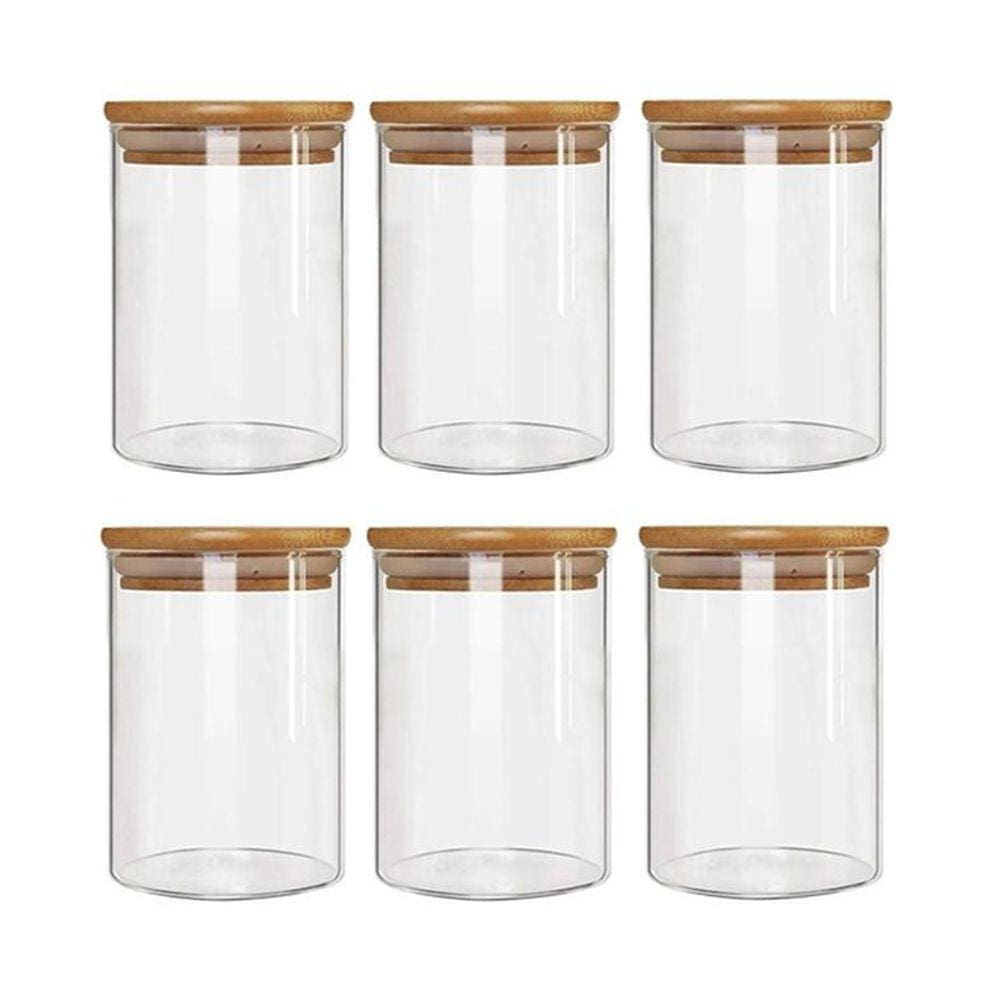 Kit 6 Potes Borossilicato Hermético Tampa Bambu 450Ml Class