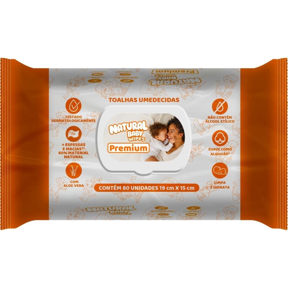 Lenços Umedecidos Natural Baby Premium - 80 Unidades