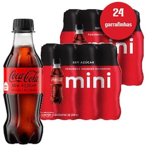Refrigerante Coca Cola Sem Acucar Pet 200Ml 24 Unidades