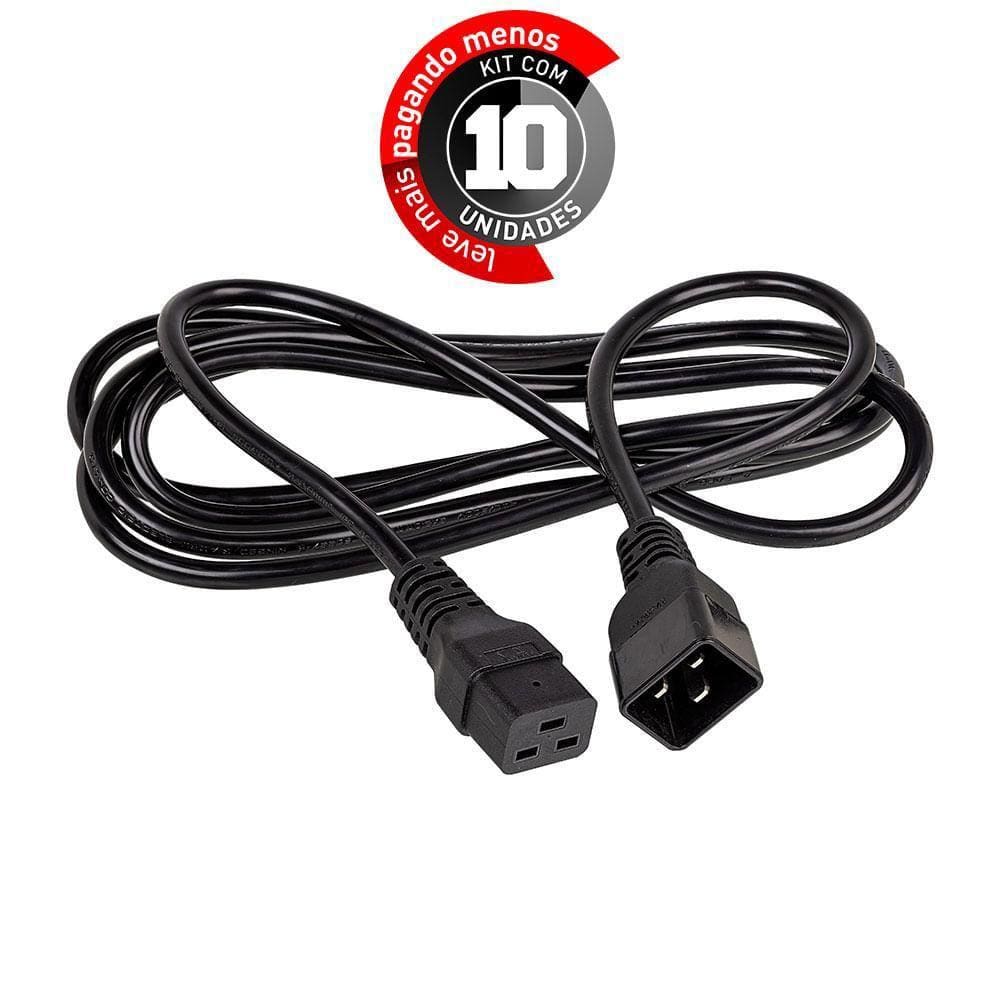 Extensão De Cabo De Força Iec C20/C19, 3 Mt - Kit 10